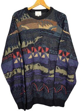 Vintage 90s London Fog Grandpa Sweater Retro Oversized, Earthy Grunge Aesthetic